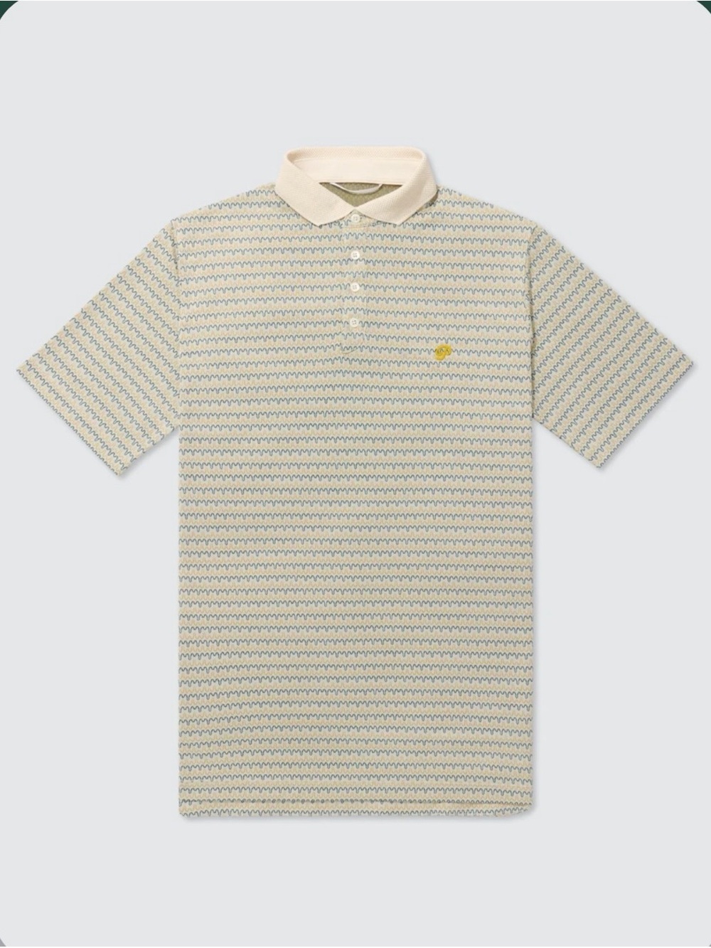 Public Drip Athlete Stripe Golf Polo Jacquard Cream Polo with Blue Wave sz XXL